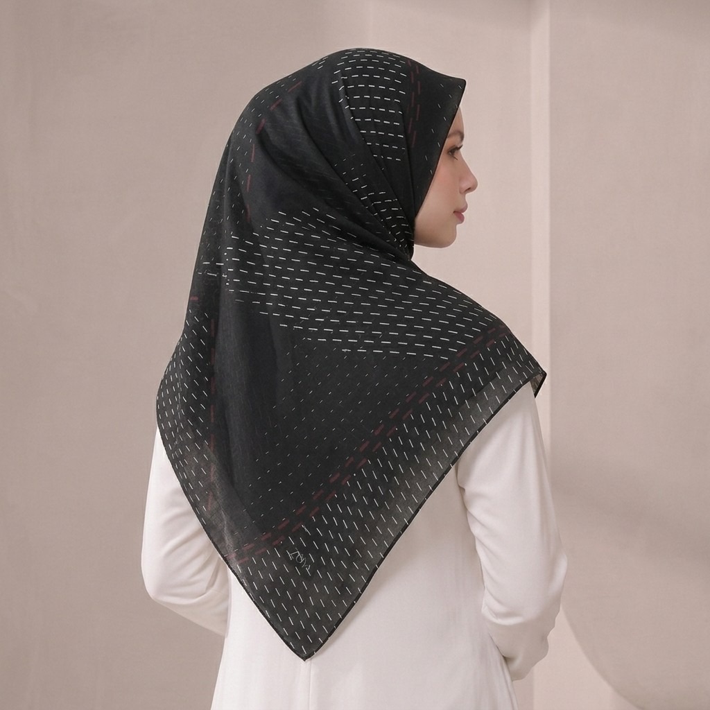 Zoya - Veren Grid Print Scarf - Kerudung Hijab Segiempat Motif - Bahan Voal 50s