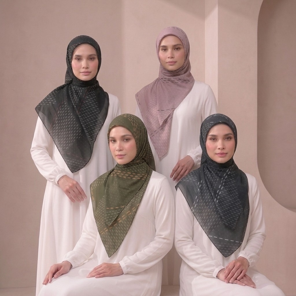 Zoya - Veren Grid Print Scarf - Kerudung Hijab Segiempat Motif - Bahan Voal 50s