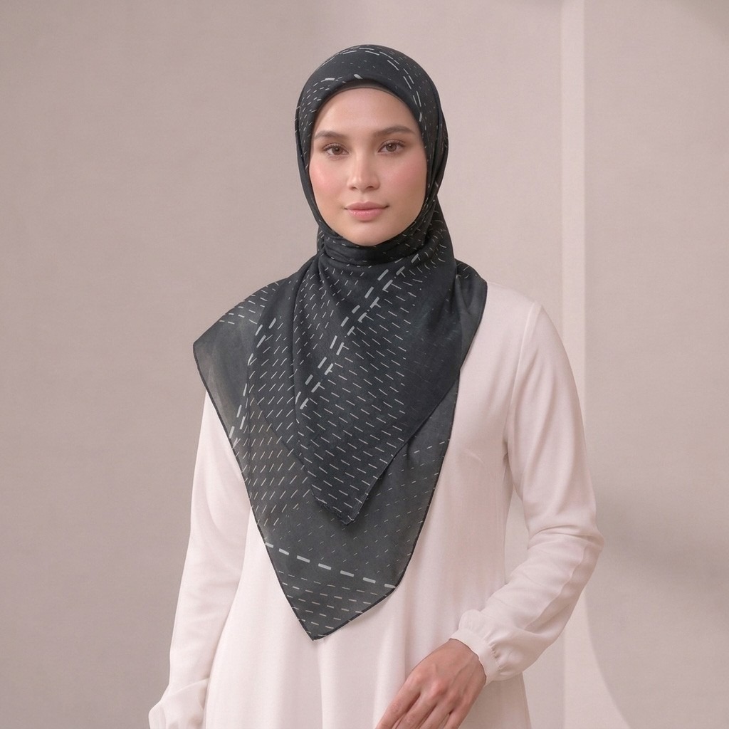 Zoya - Veren Grid Print Scarf - Kerudung Hijab Segiempat Motif - Bahan Voal 50s