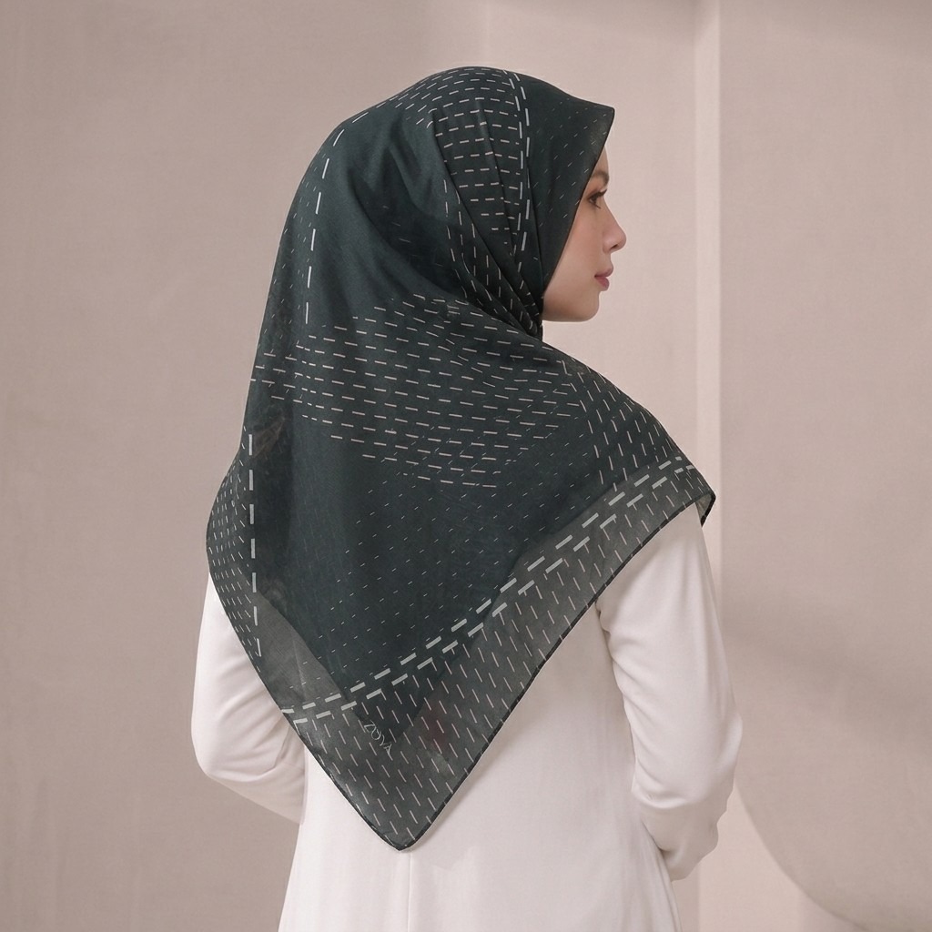 Zoya - Veren Grid Print Scarf - Kerudung Hijab Segiempat Motif - Bahan Voal 50s