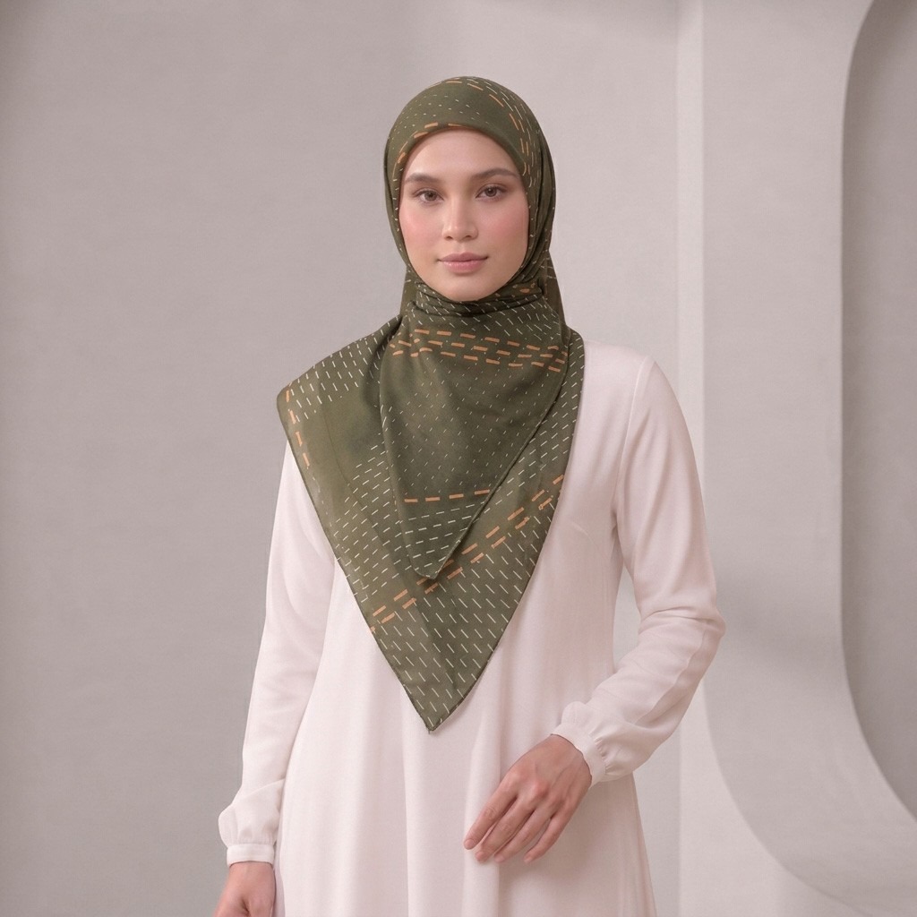 Zoya - Veren Grid Print Scarf - Kerudung Hijab Segiempat Motif - Bahan Voal 50s