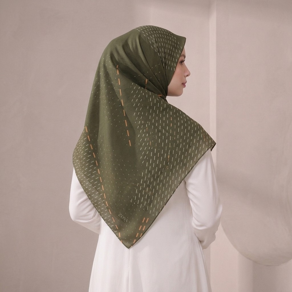 Zoya - Veren Grid Print Scarf - Kerudung Hijab Segiempat Motif - Bahan Voal 50s