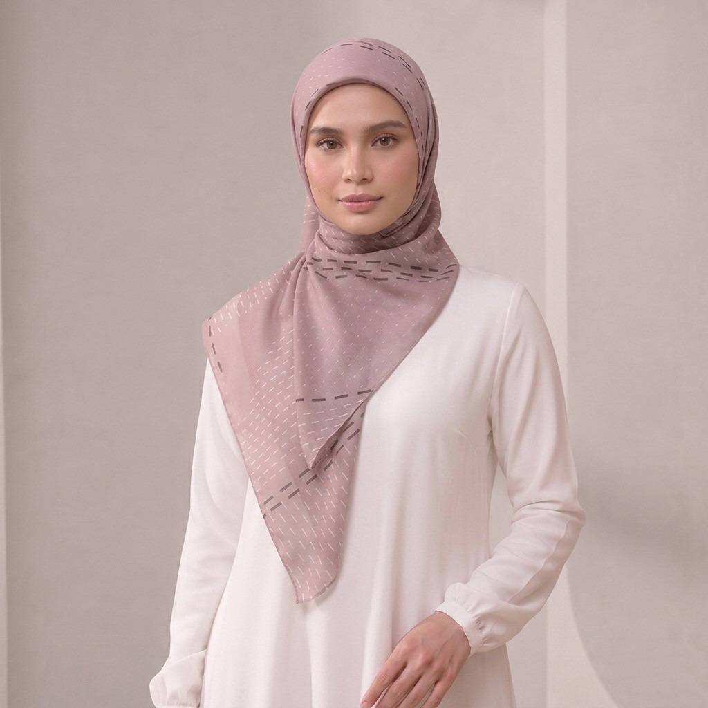 Zoya - Veren Grid Print Scarf - Kerudung Hijab Segiempat Motif - Bahan Voal 50s