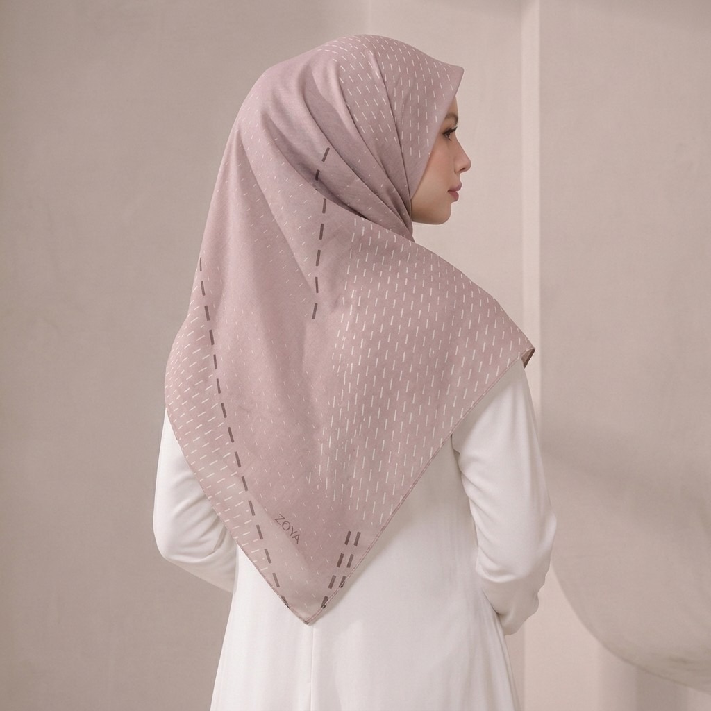 Zoya - Veren Grid Print Scarf - Kerudung Hijab Segiempat Motif - Bahan Voal 50s