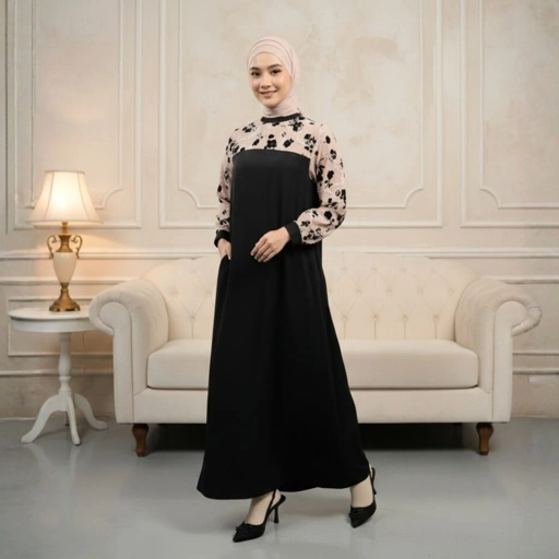 Image of Zoya Vidia Dress - Gamis Muslim Wanita Wudhu Friendly - Bahan Poly Cotton