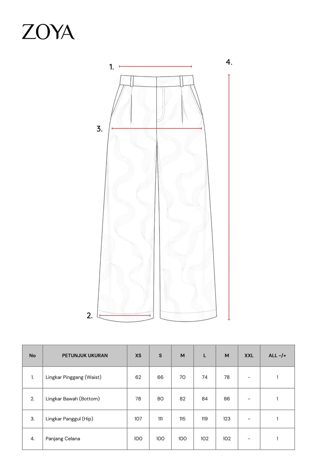 Zoya Wide Leg Print Pants WL Z02 - Celana Wanita - Bahan Wooly Stripe