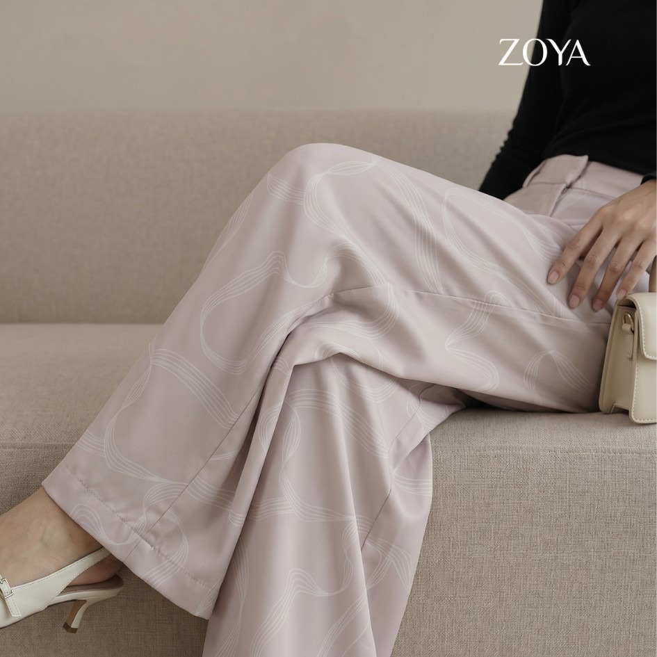 Zoya Wide Leg Print Pants WL Z02 - Celana Wanita - Bahan Wooly Stripe