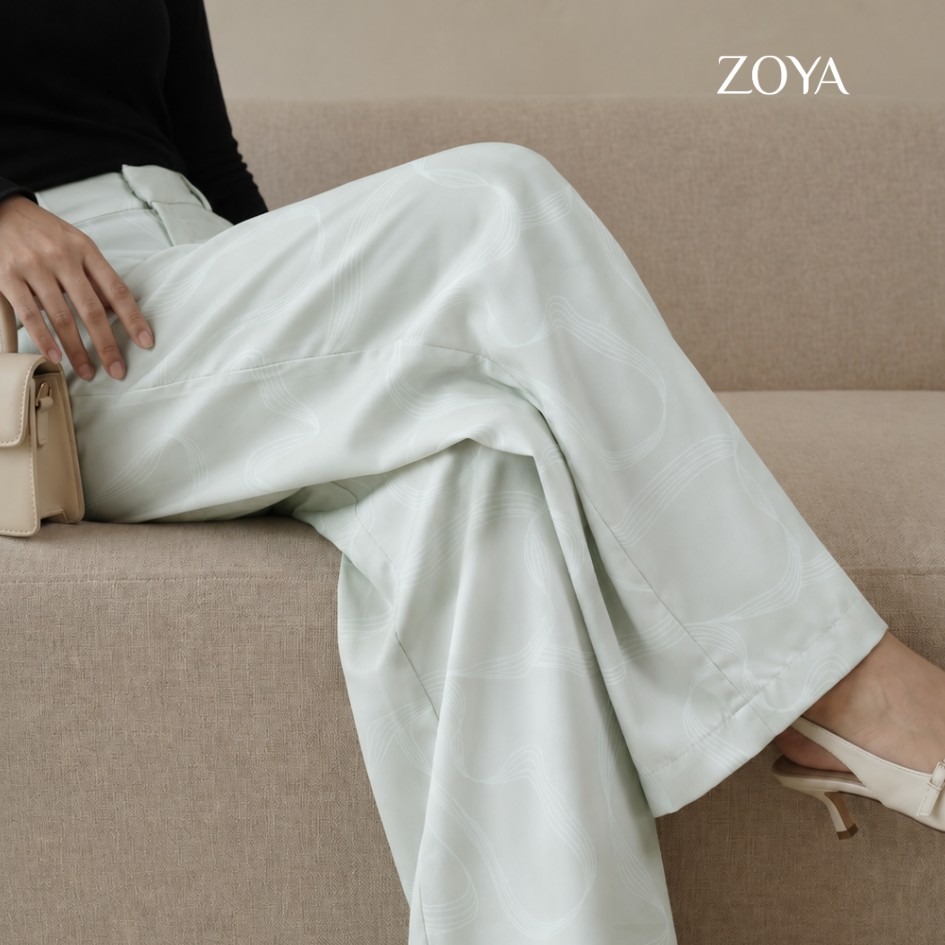 Zoya Wide Leg Print Pants WL Z02 - Celana Wanita - Bahan Wooly Stripe