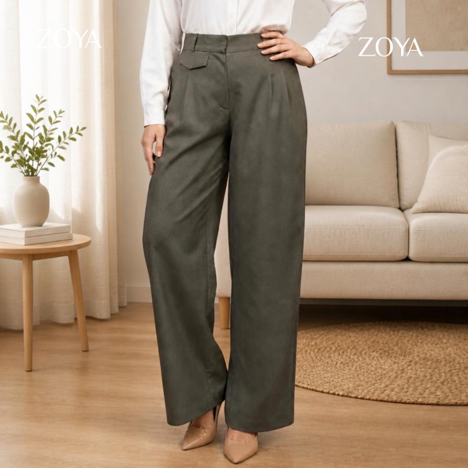 Zoya Wide Tailored Pants WT Z01 - Celana Wanita - Bahan Poly Twill