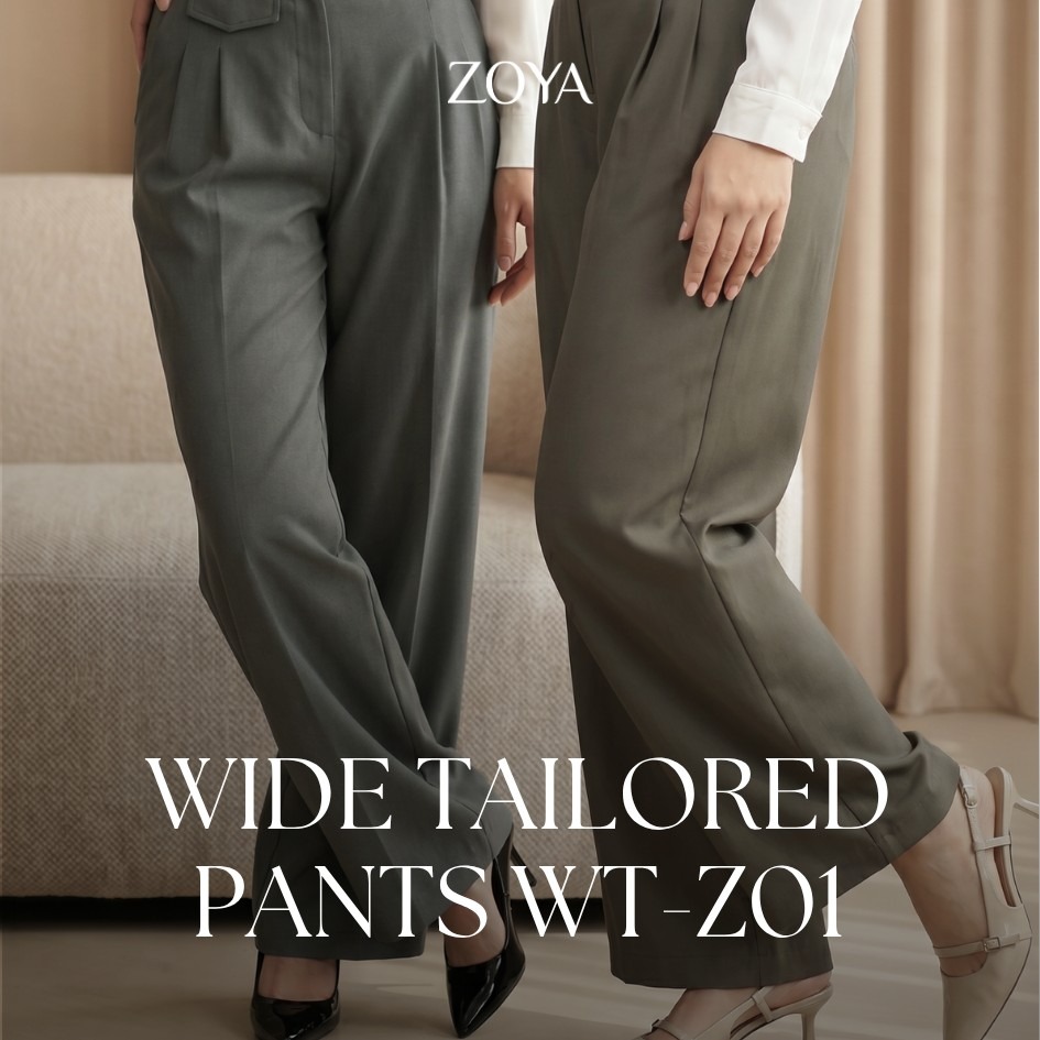 Zoya Wide Tailored Pants WT Z01 - Celana Wanita - Bahan Poly Twill
