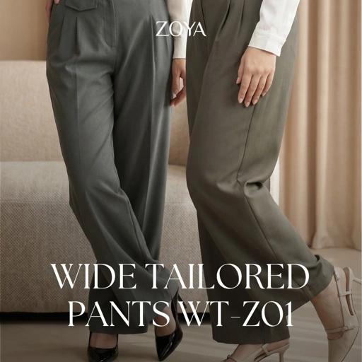 Zoya Wide Tailored Pants WT Z01 - Celana Wanita - Bahan Poly Twill