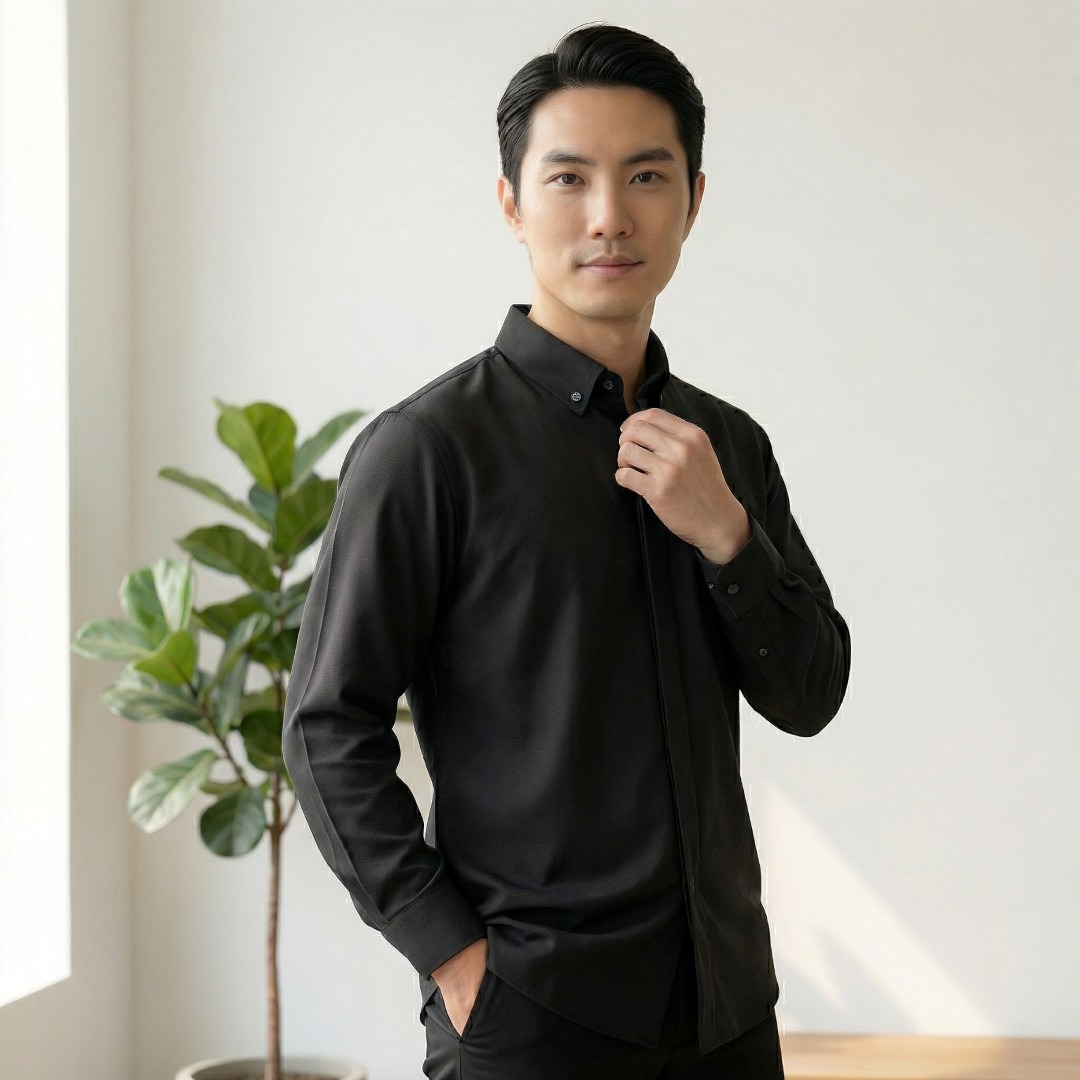 Waiz Menswear - Baju Koko Pria Lengan Panjang - Bahan Int Rami