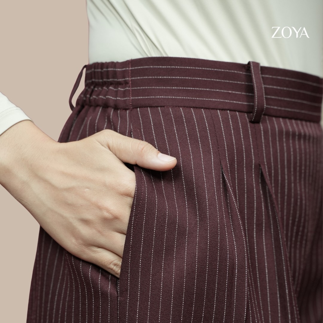 Zoya Wide Leg Pants WL Z01 - Celana Wanita - Bahan Wooly Stripe