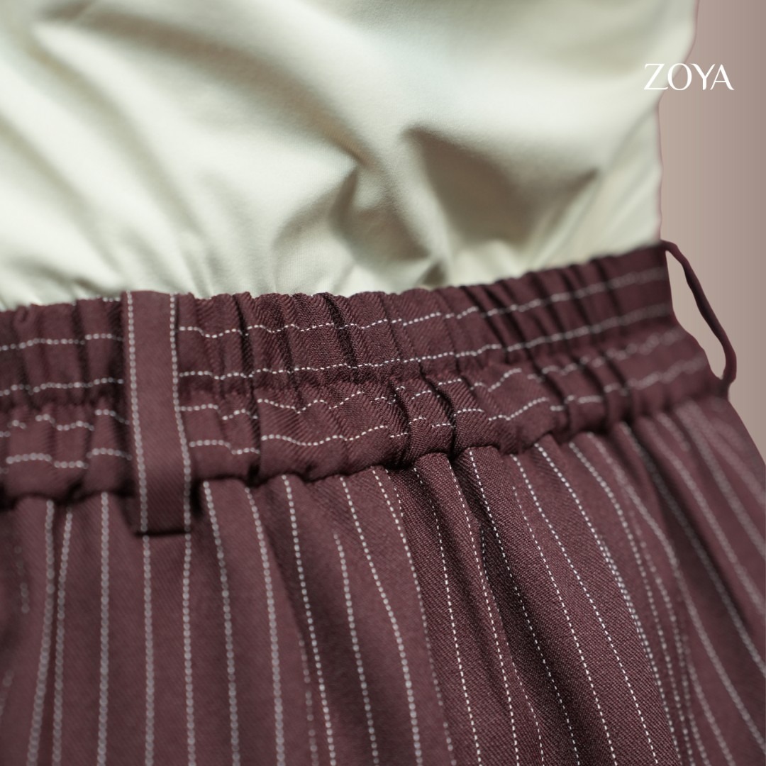 Zoya Wide Leg Pants WL Z01 - Celana Wanita - Bahan Wooly Stripe