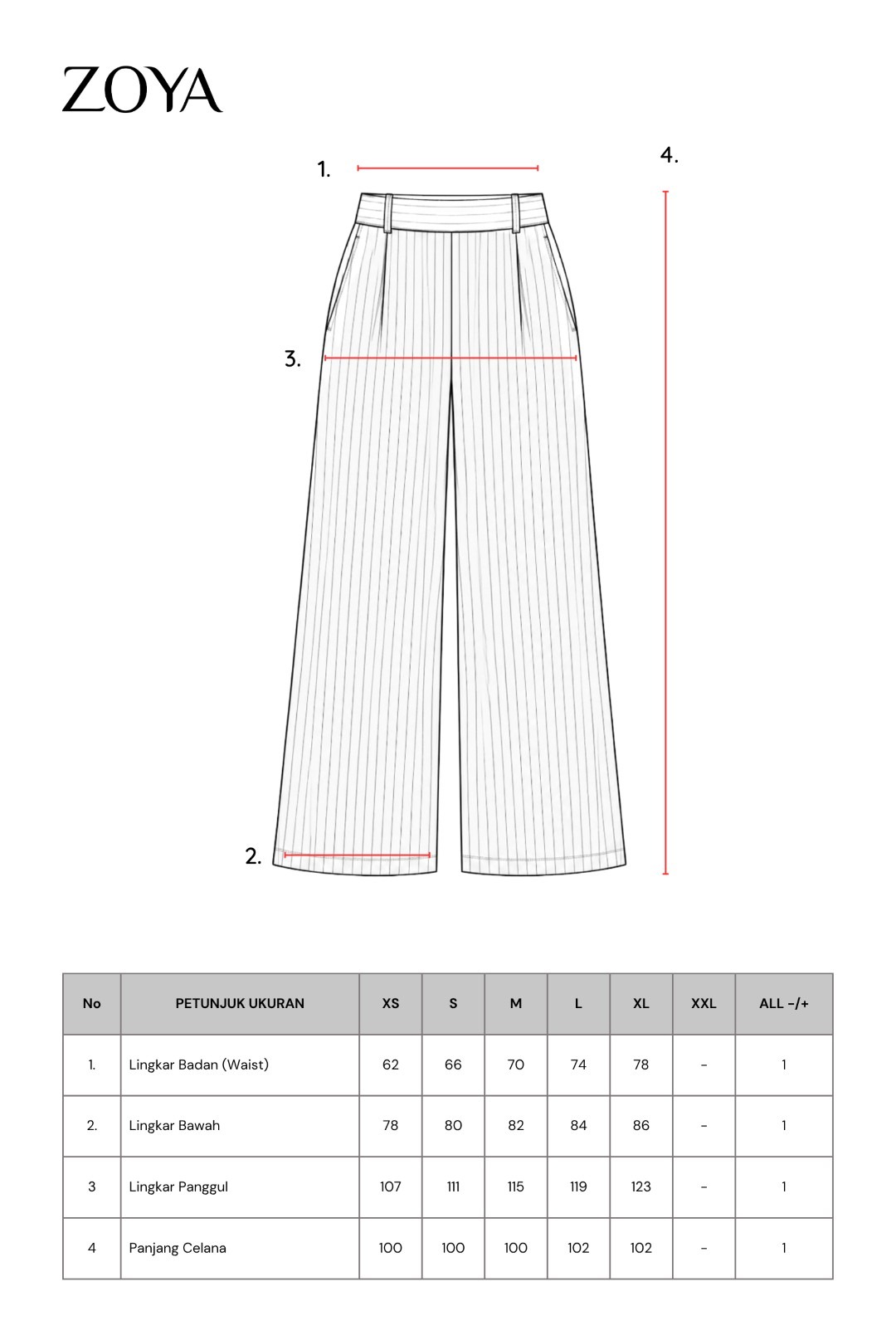 Zoya Wide Leg Pants WL Z01 - Celana Wanita - Bahan Wooly Stripe