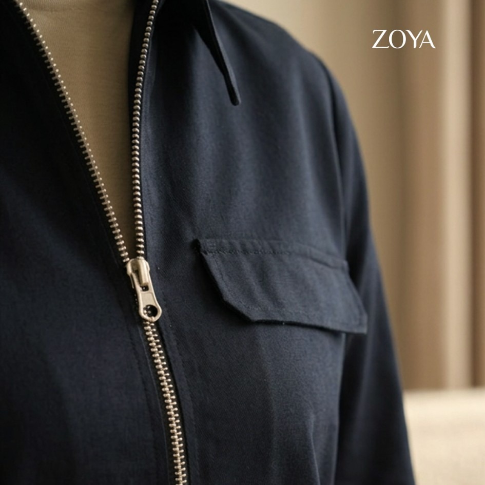 Zoya Zip Up Shirt ZU Z01 Officewear - Blouse Kerja - Bahan Cotton Twill