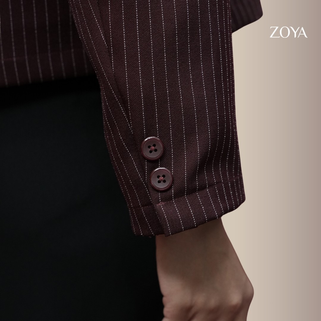 Zoya Zip Up Jacket ZUJ Z02 Officewear - Jacket - Bahan Wooly Stripe