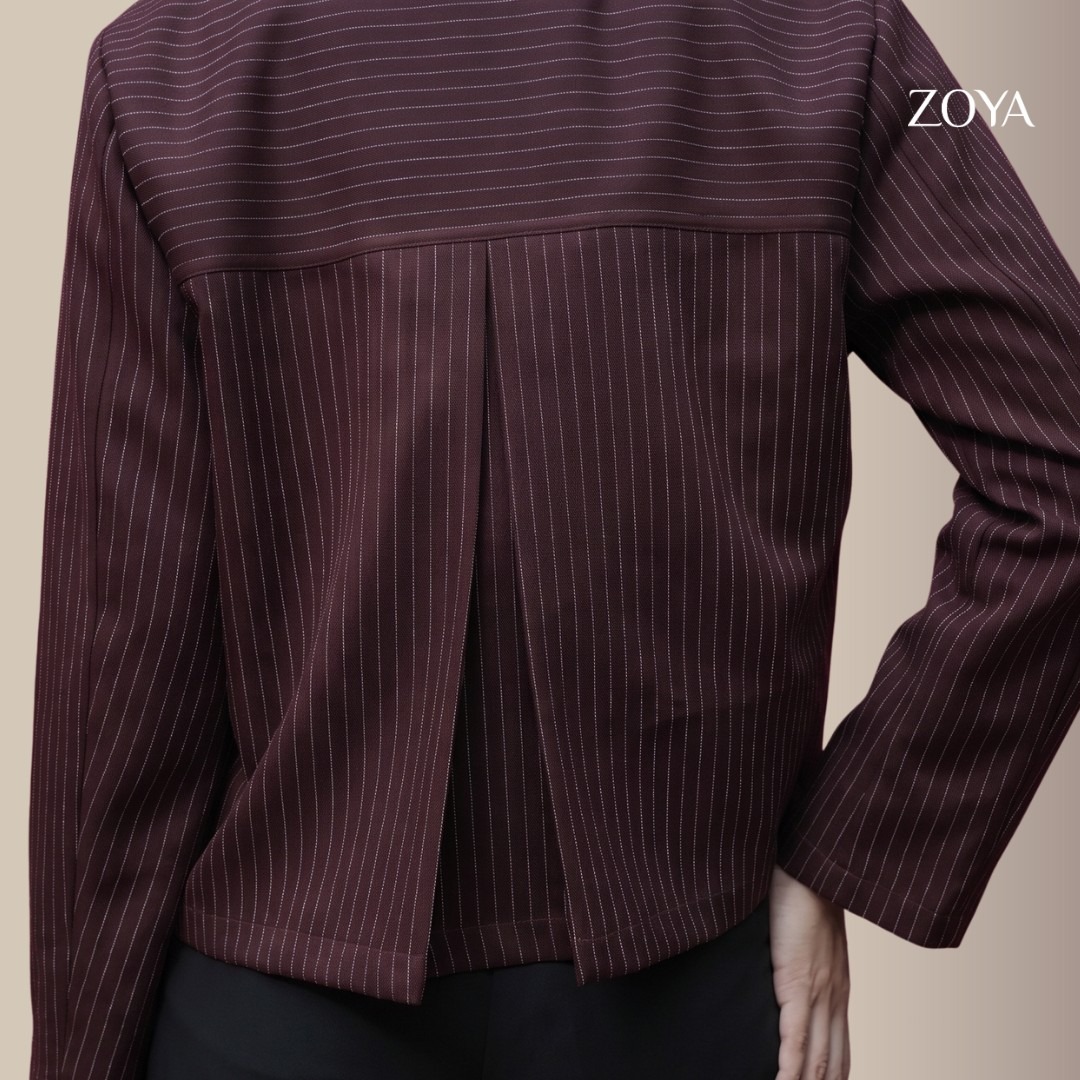 Zoya Zip Up Jacket ZUJ Z02 Officewear - Jacket - Bahan Wooly Stripe