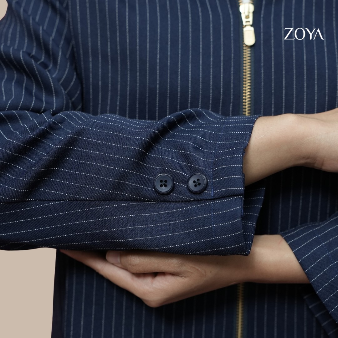 Zoya Zip Up Jacket ZUJ Z02 Officewear - Jacket - Bahan Wooly Stripe