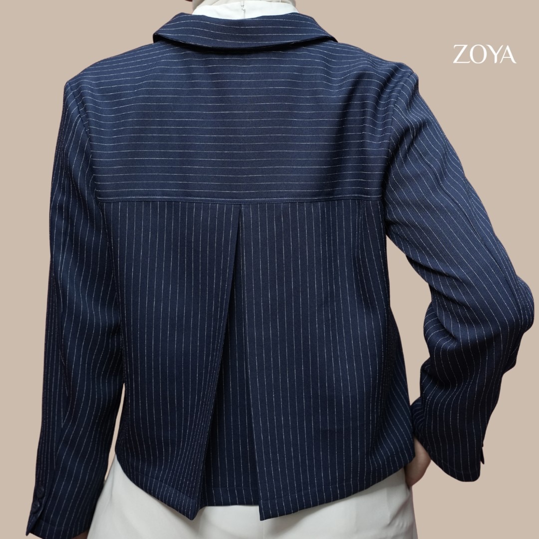 Zoya Zip Up Jacket ZUJ Z02 Officewear - Jacket - Bahan Wooly Stripe