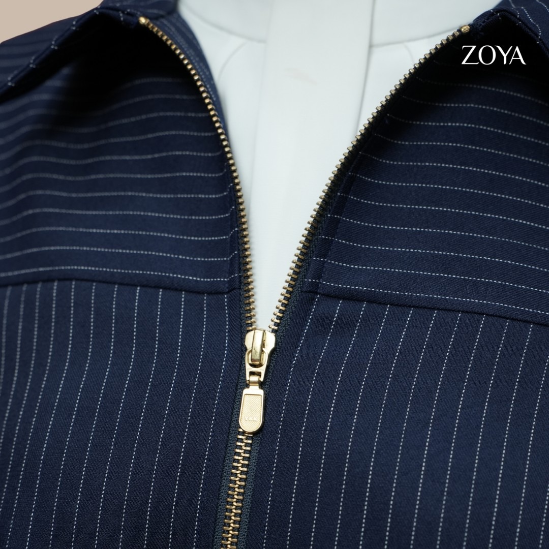 Zoya Zip Up Jacket ZUJ Z02 Officewear - Jacket - Bahan Wooly Stripe