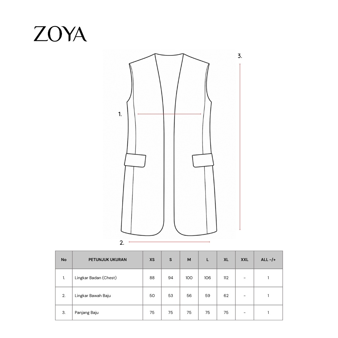 Zoya Basic Vest BV-Z01 - Vest Outer Wanita - Bahan Poly Twill