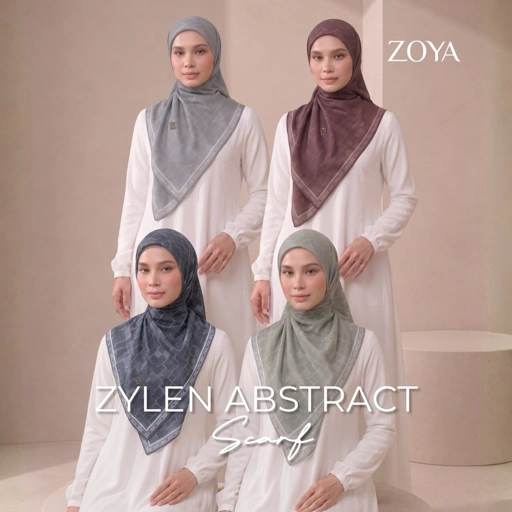 Zoya - Zylen Abstract Print Scarf - Kerudung Hijab Segi Empat Motif Premium - Box