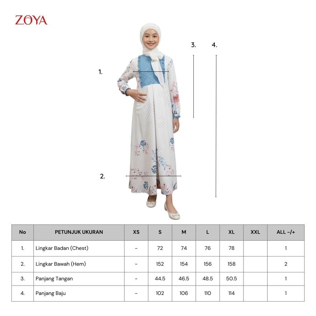 Zoya Moana Dress Girl - Gamis Muslimah Anak Perempuan - Bahan Poly Airflow