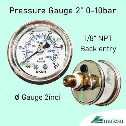 Image of Pressure Gauge 2inci 0-10bar & 0-40bar 1/8" NPT