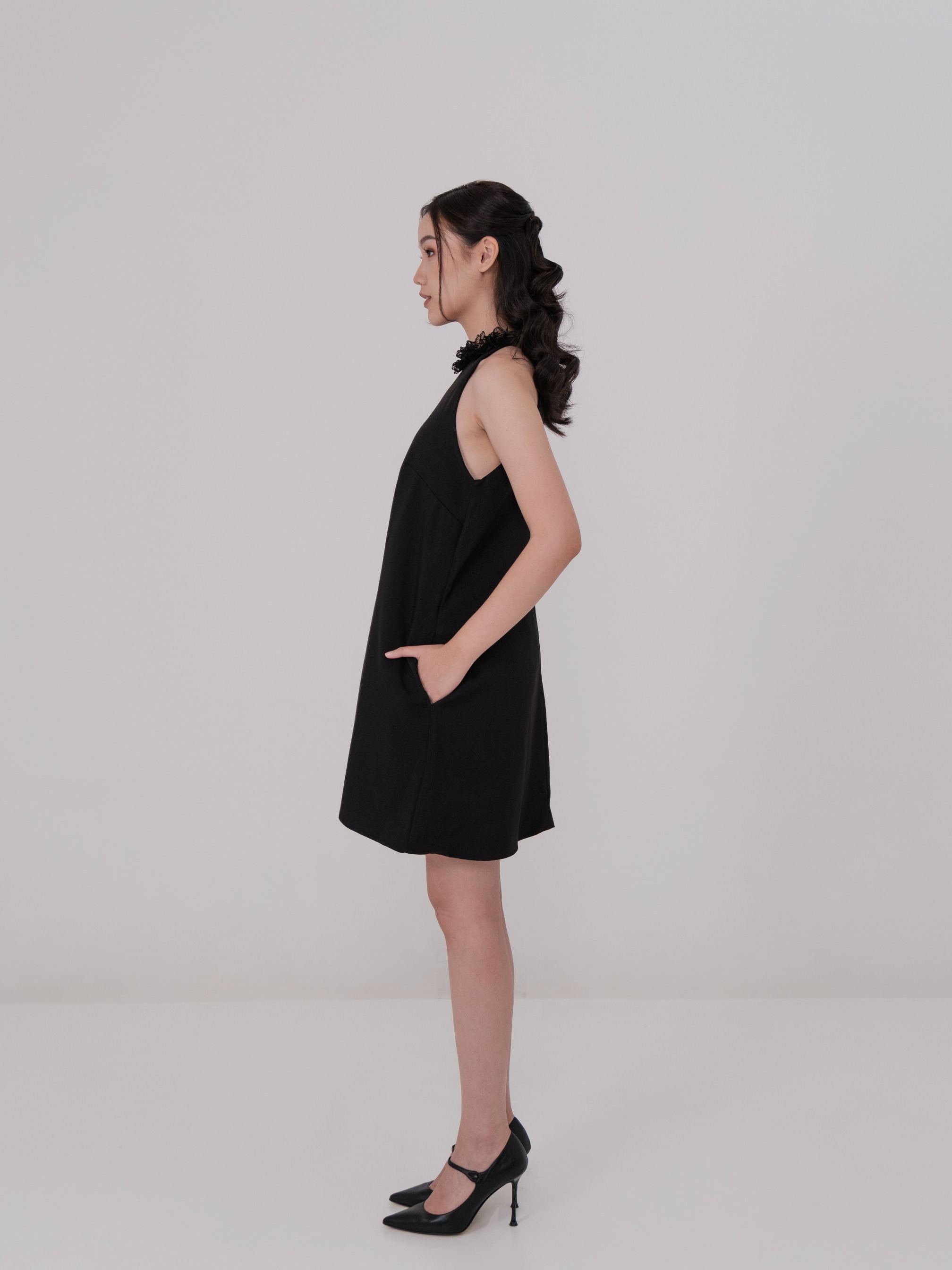 Posh Halter Dress With Ruffle
