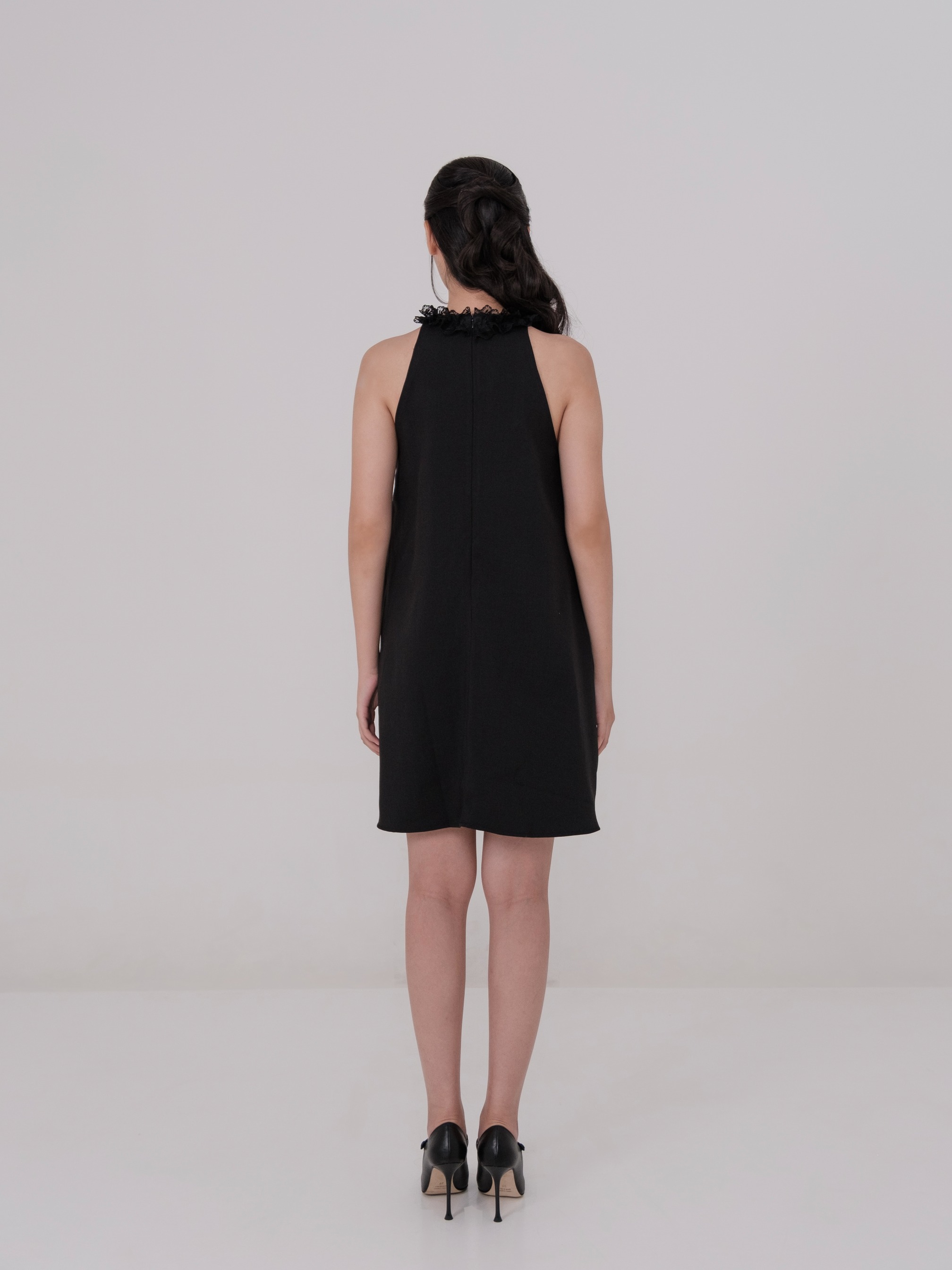 Posh Halter Dress With Ruffle