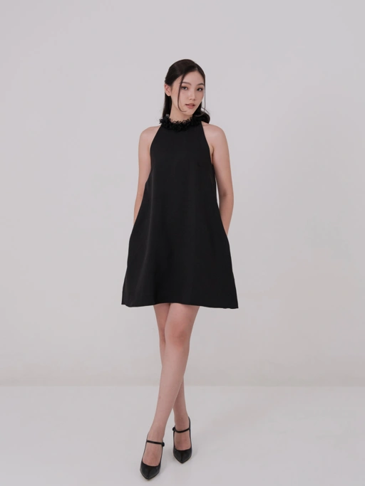 Image of Posh Halter Dress With Ruffle