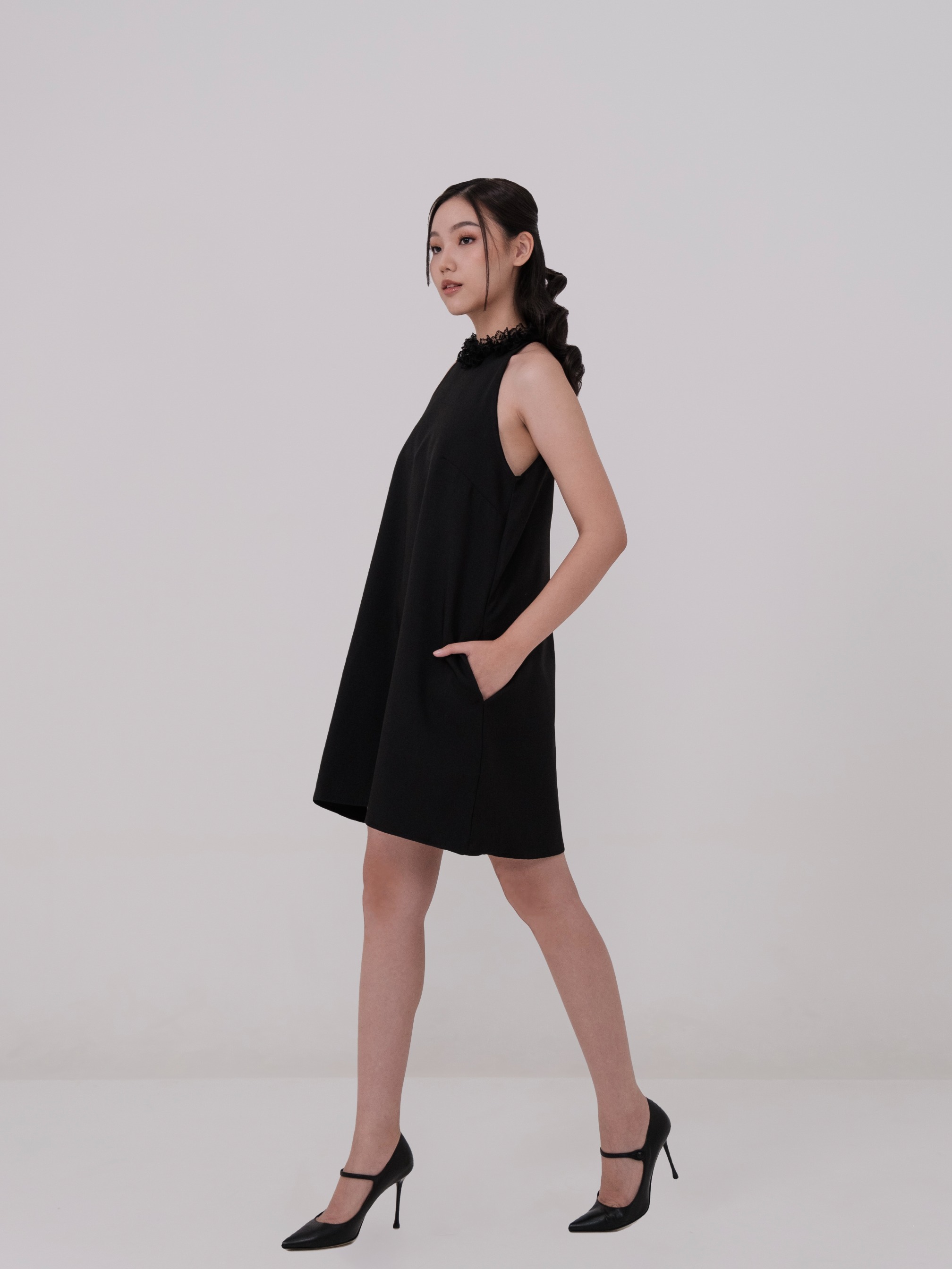 Posh Halter Dress With Ruffle