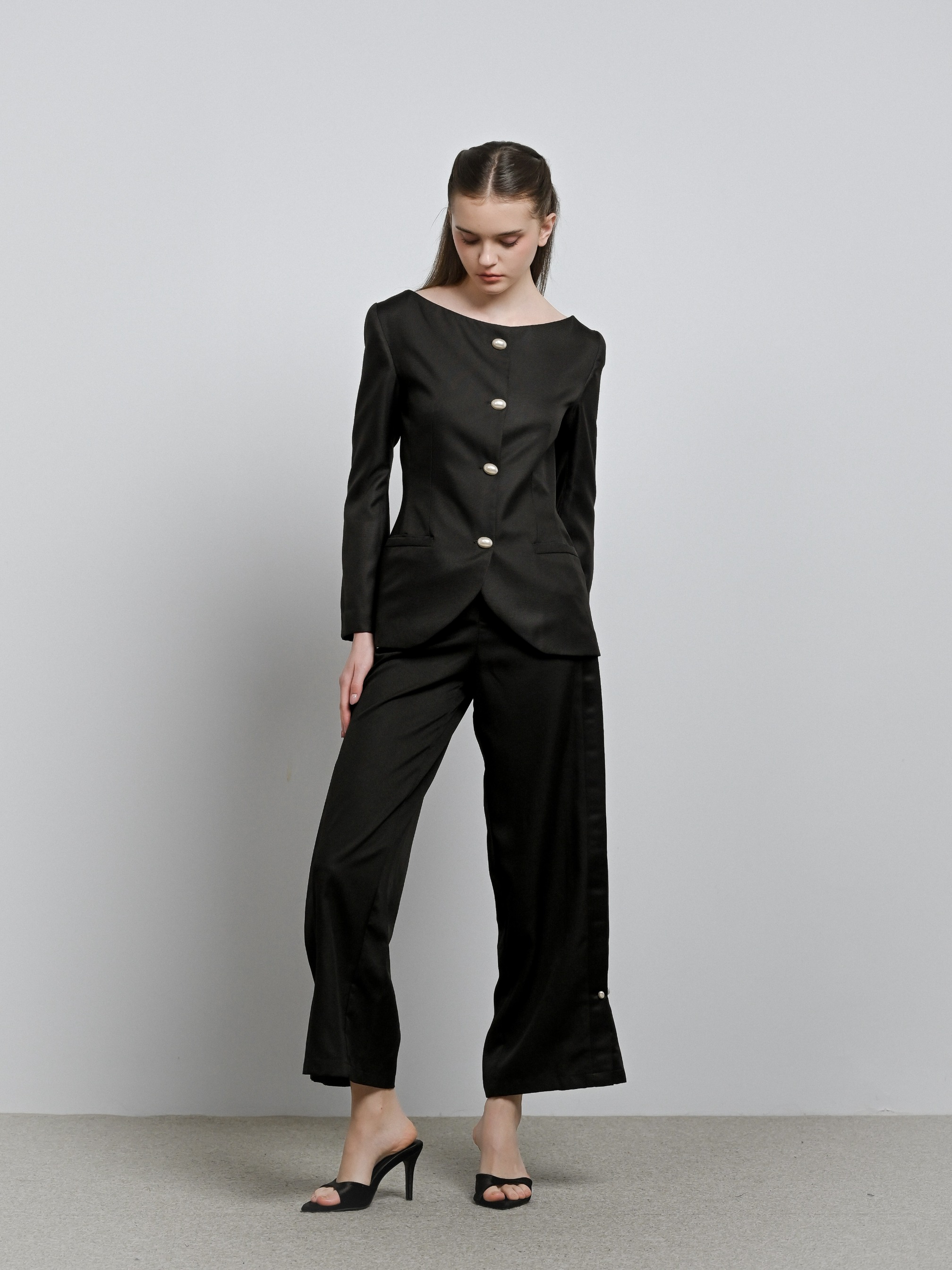 House Code Boat Neck Tailored Waist Jacket