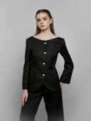 House Code Boat Neck Tailored Waist Jacket