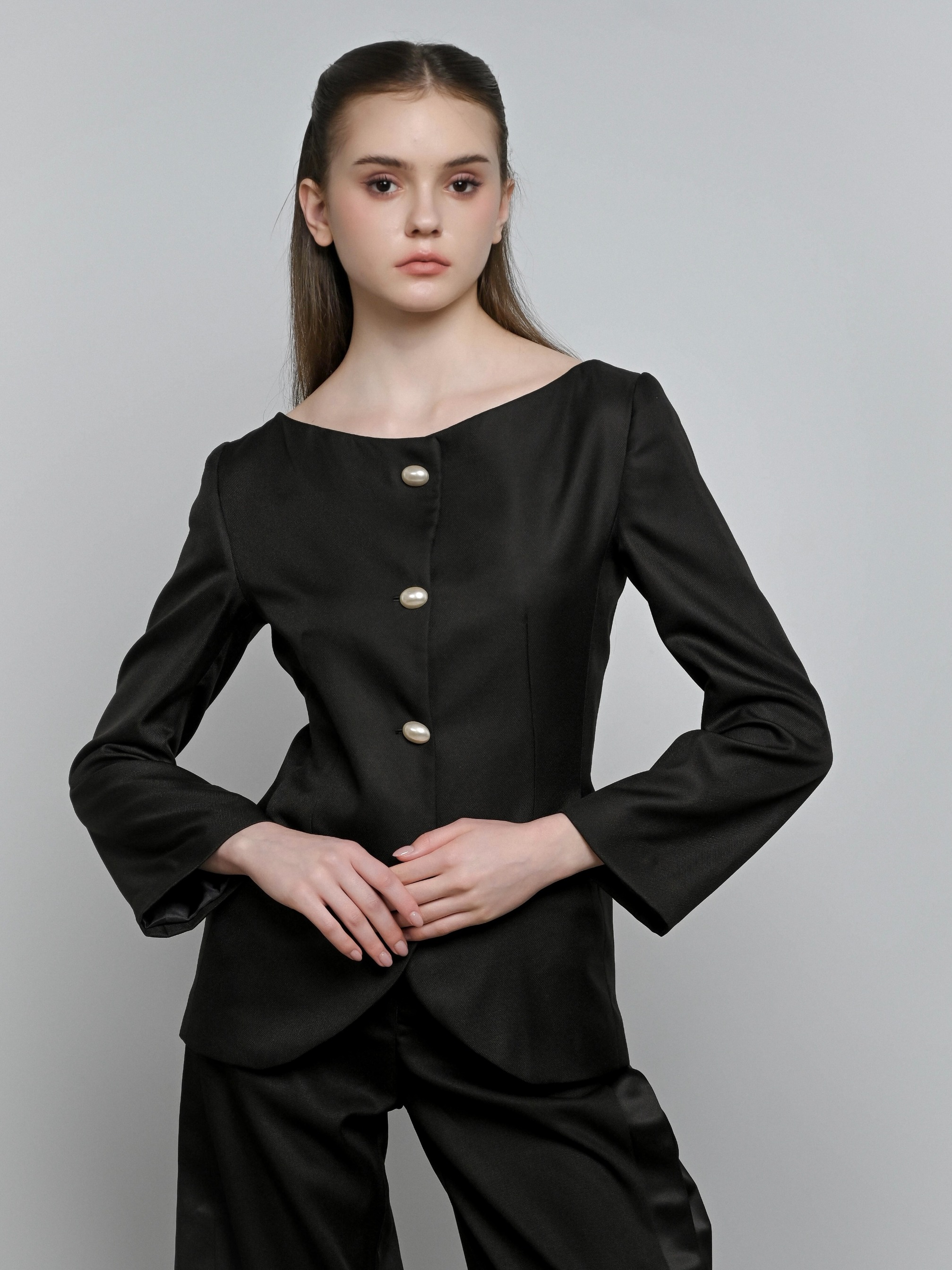 House Code Boat Neck Tailored Waist Jacket