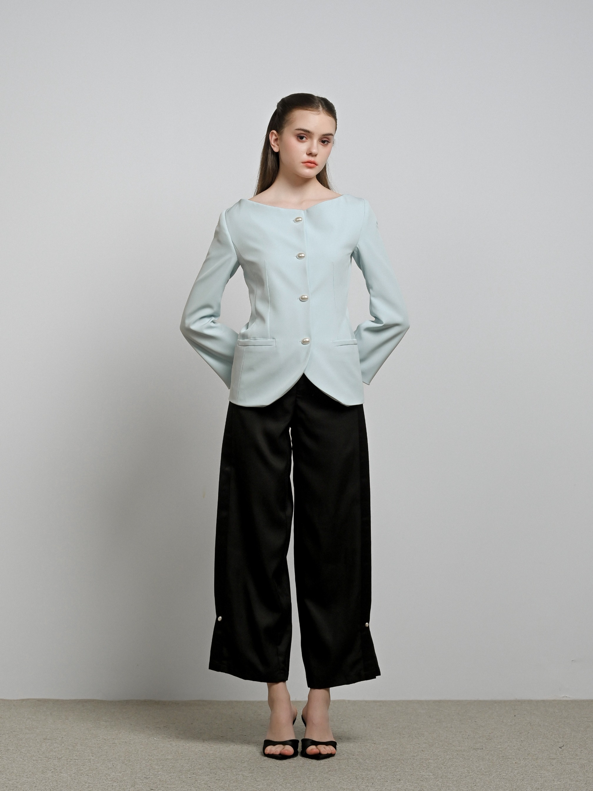 House Code Boat Neck Tailored Waist Jacket