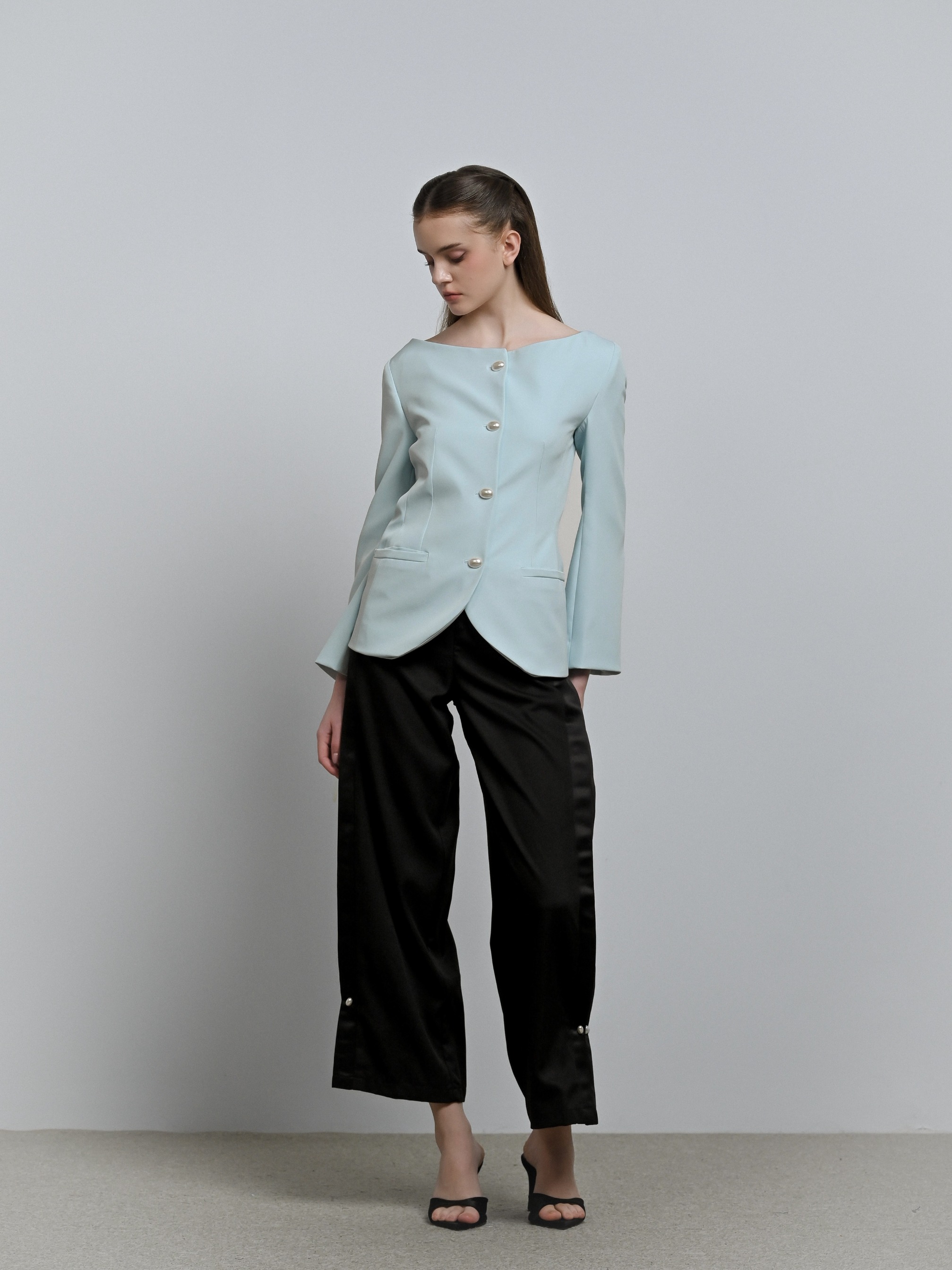 House Code Boat Neck Tailored Waist Jacket