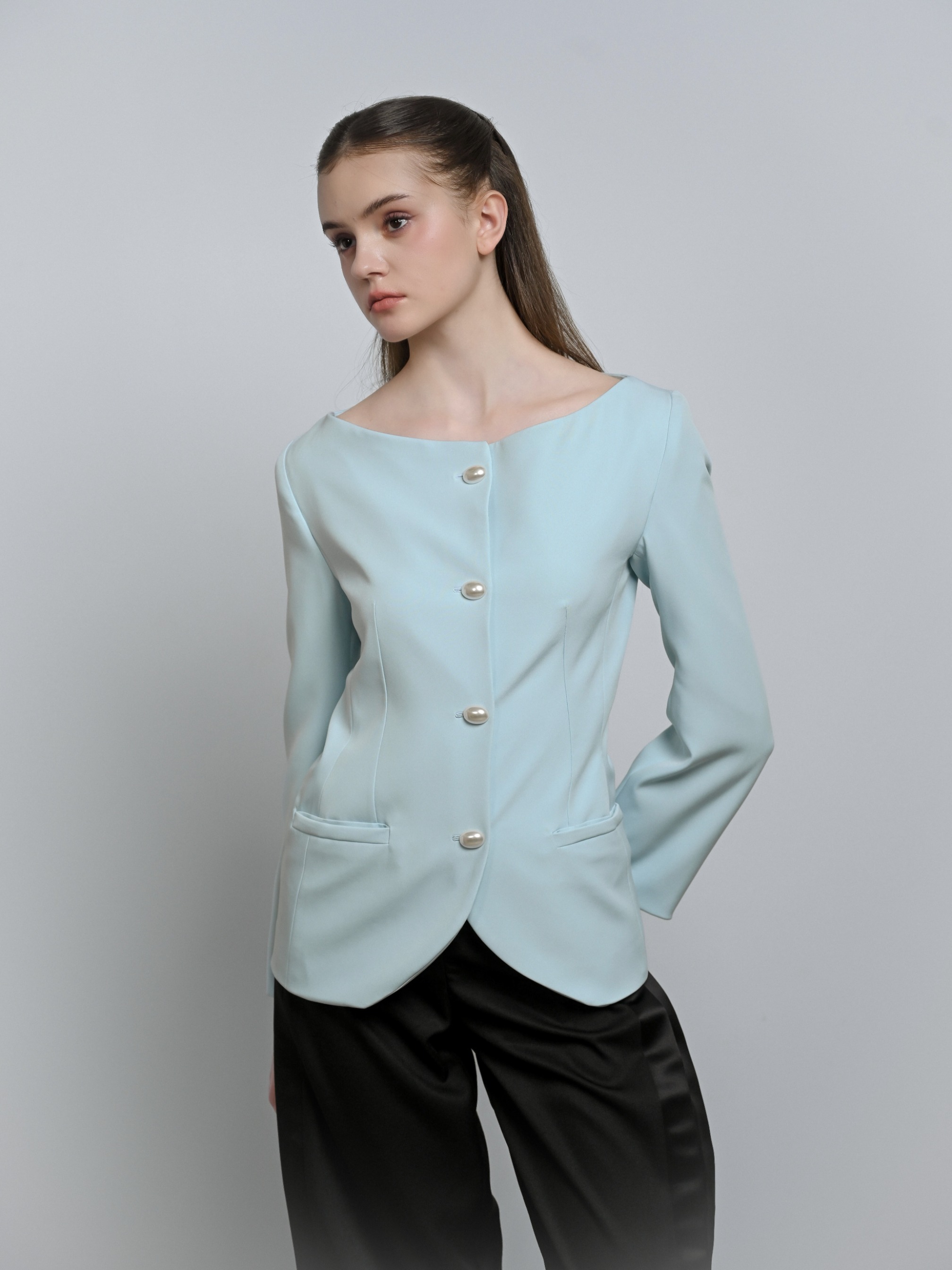 House Code Boat Neck Tailored Waist Jacket