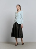 House Code Curve Neck Tailored Waist Jacket