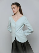 House Code Curve Neck Tailored Waist Jacket