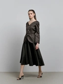 House Code Curve Neck Tailored Waist Jacket