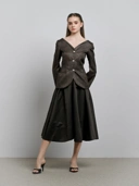 House Code Curve Neck Tailored Waist Jacket