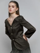 House Code Curve Neck Tailored Waist Jacket