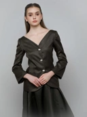 House Code Curve Neck Tailored Waist Jacket