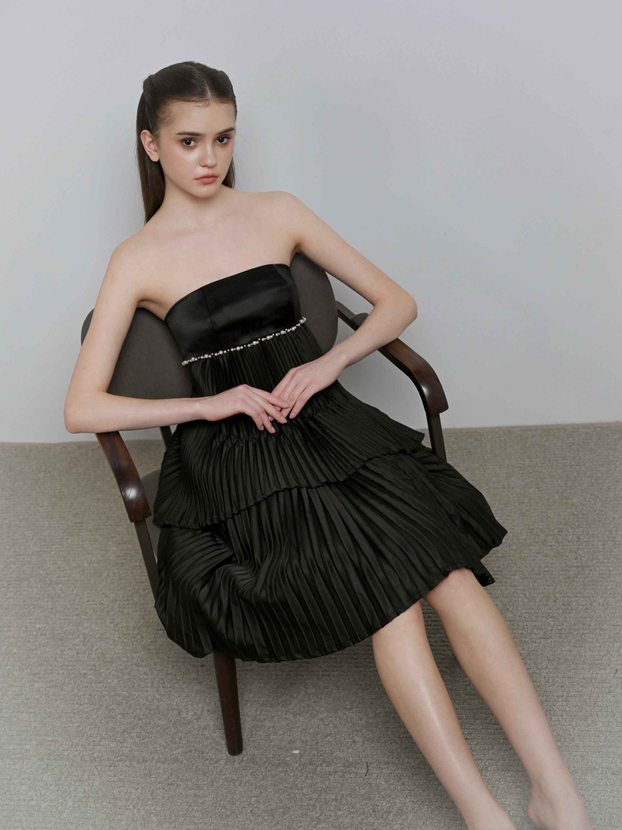 Pearl Pearl Pleated Taffeta Tier Dress