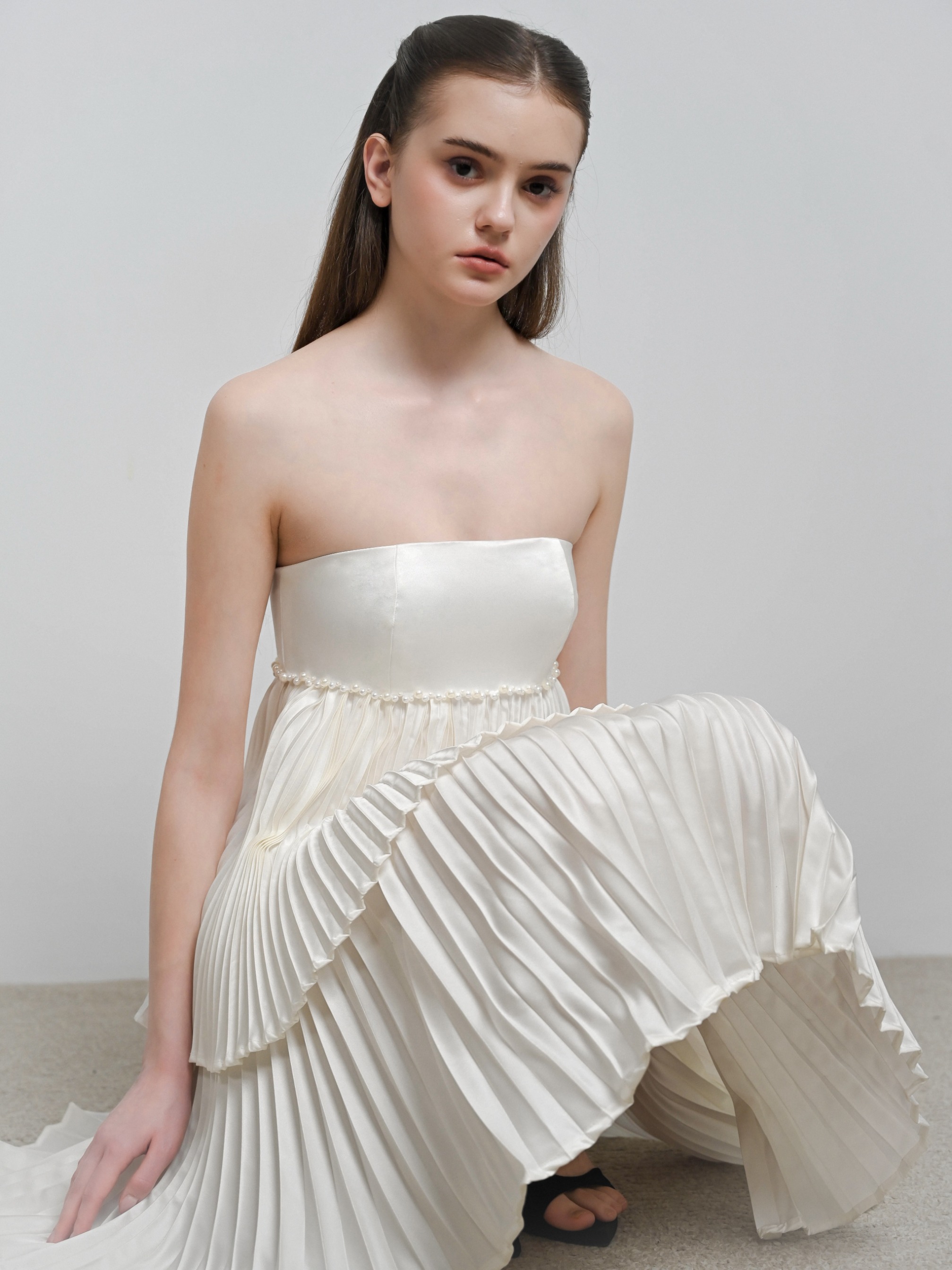 Pearl Pearl Pleated Taffeta Tier Dress