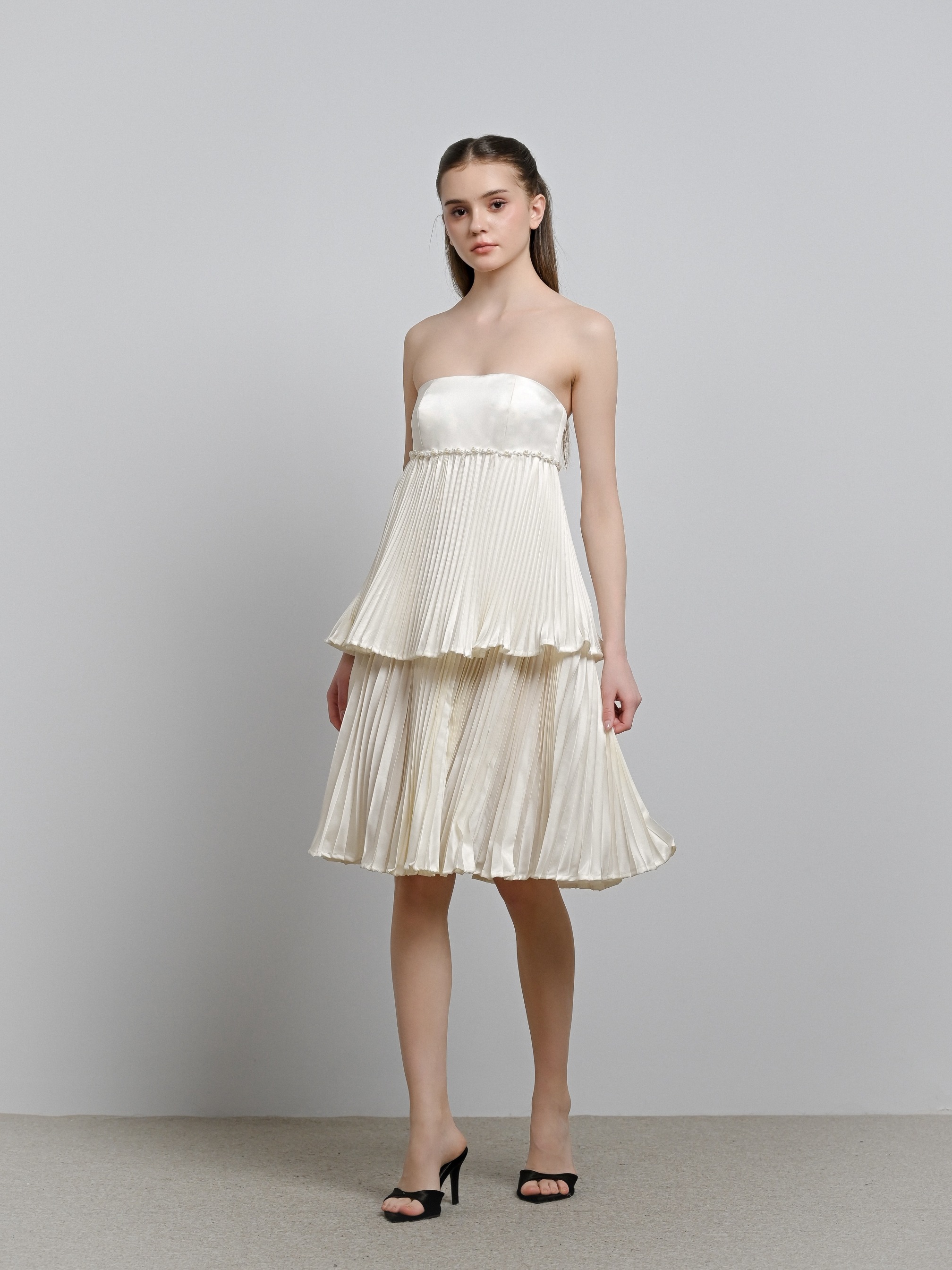 Pearl Pearl Pleated Taffeta Tier Dress