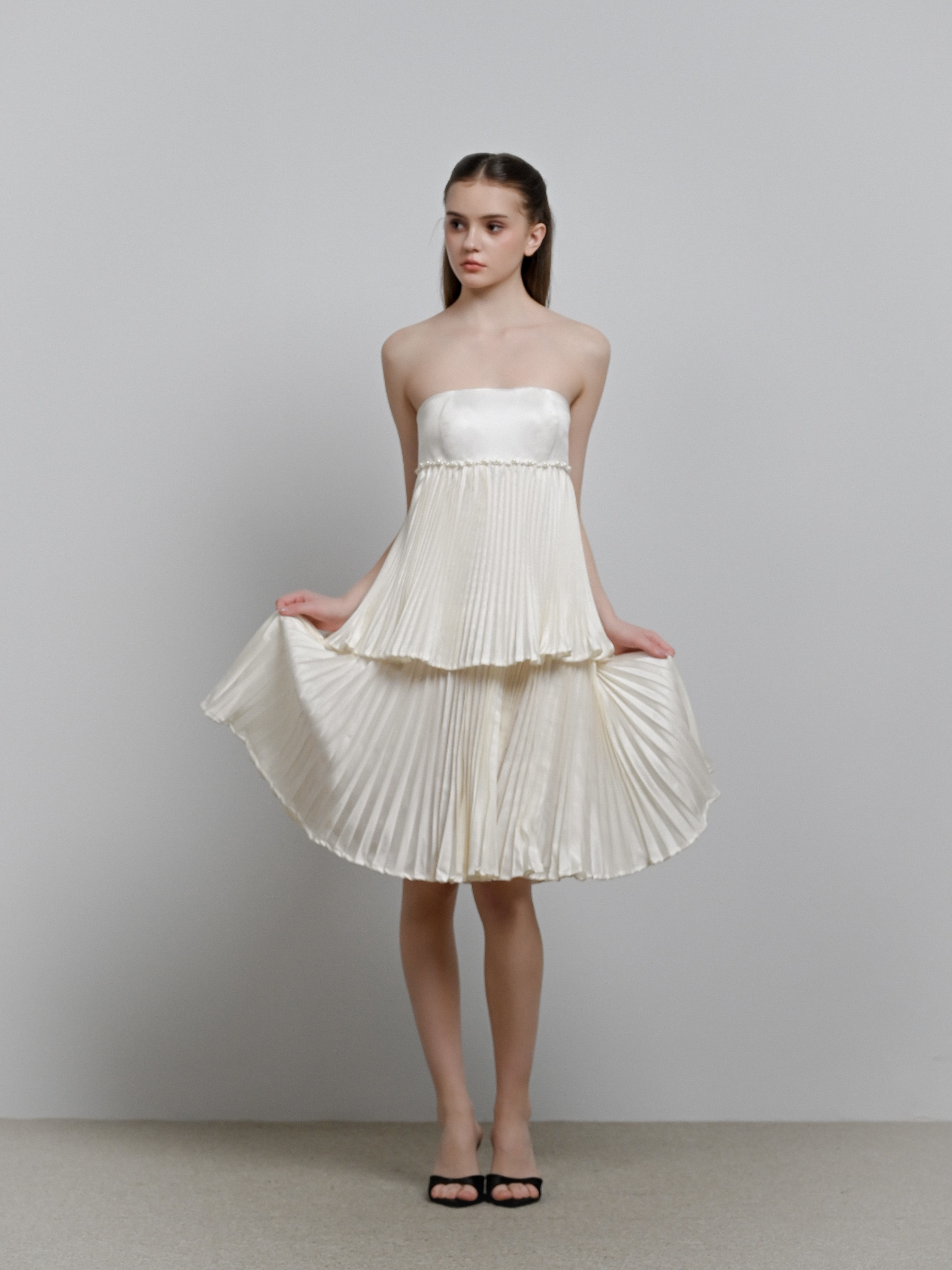 Pearl Pearl Pleated Taffeta Tier Dress
