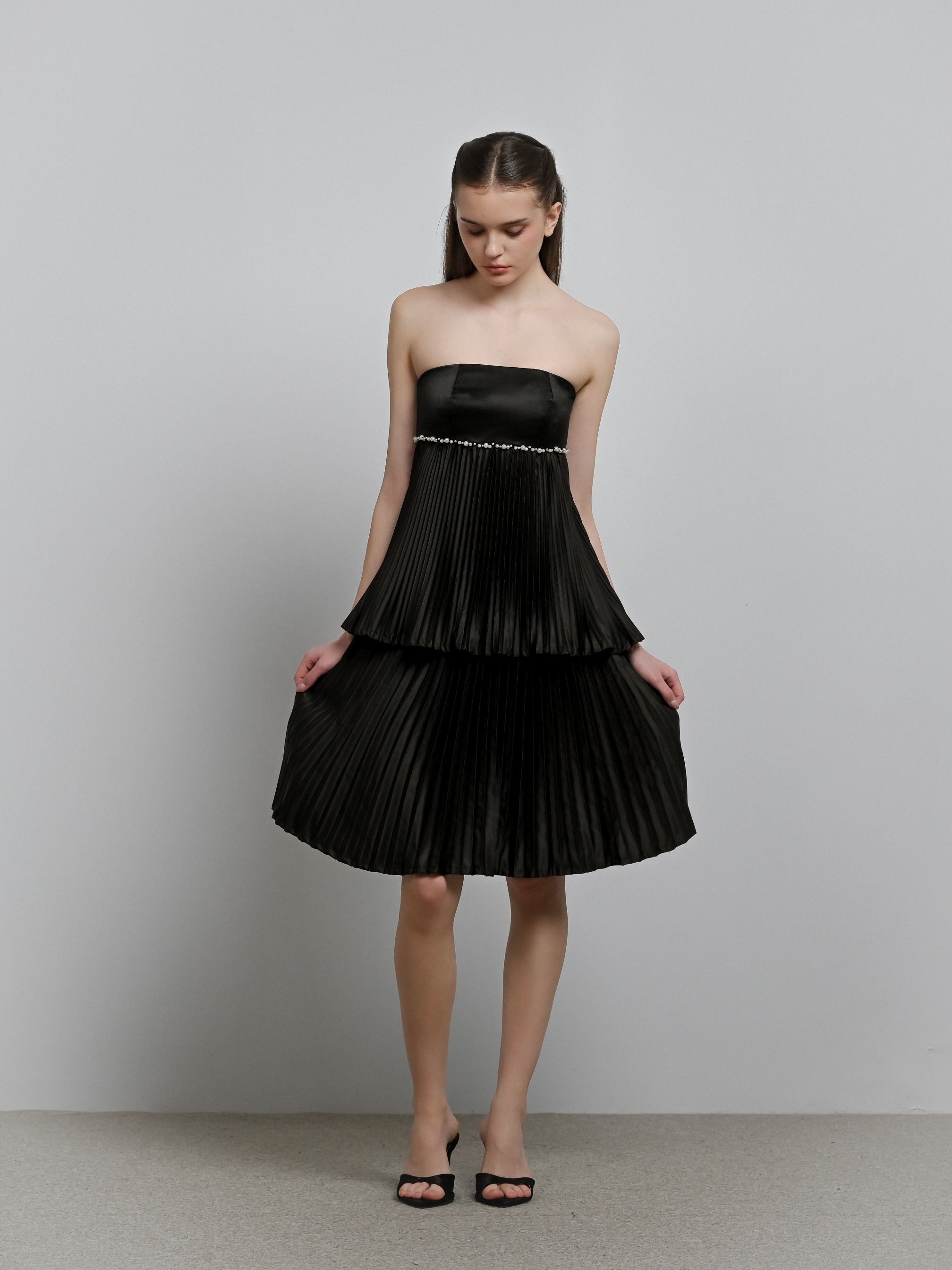 Pearl Pearl Pleated Taffeta Tier Dress